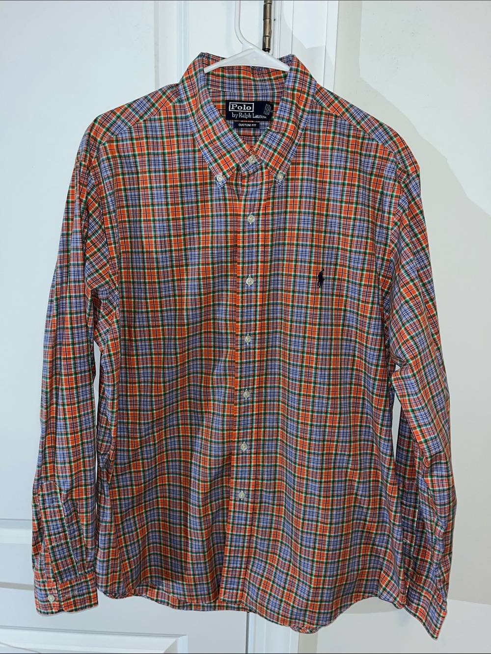 Polo Ralph Lauren Clemson Colors Checked Tartan Plaid w/Pony LS Shirt XL Custom